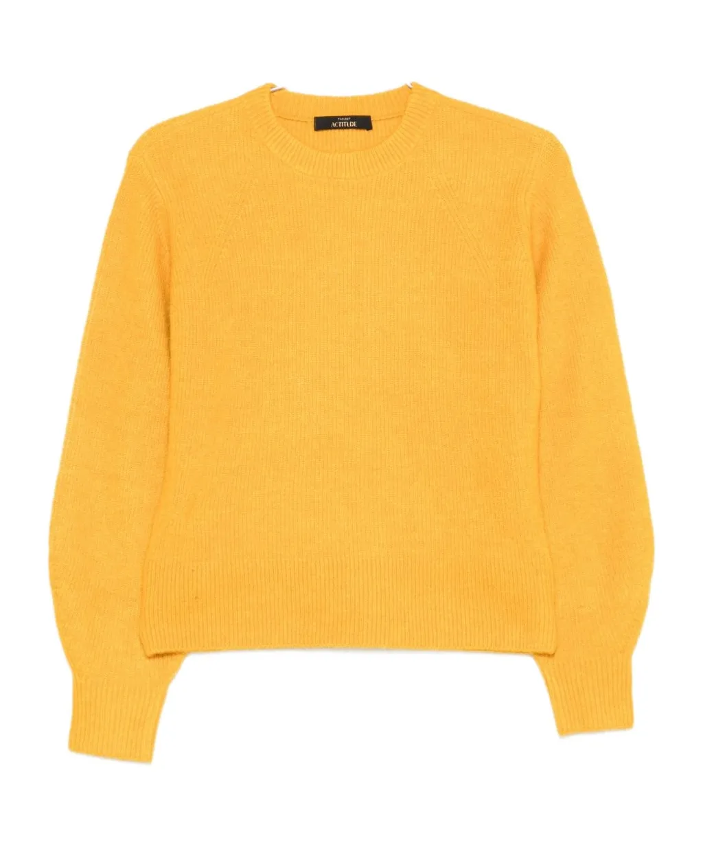 Round-Neck Balloon-Sleeve Sweater