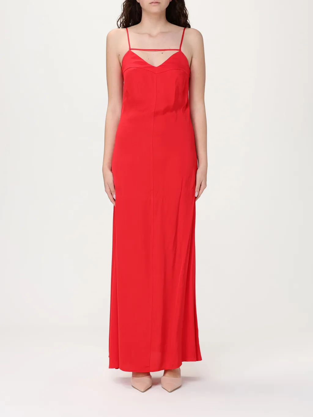 Satin Crepe Long Dress