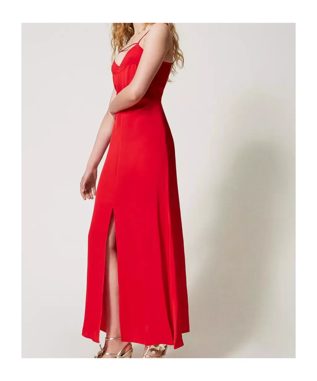 Satin Crepe Long Dress