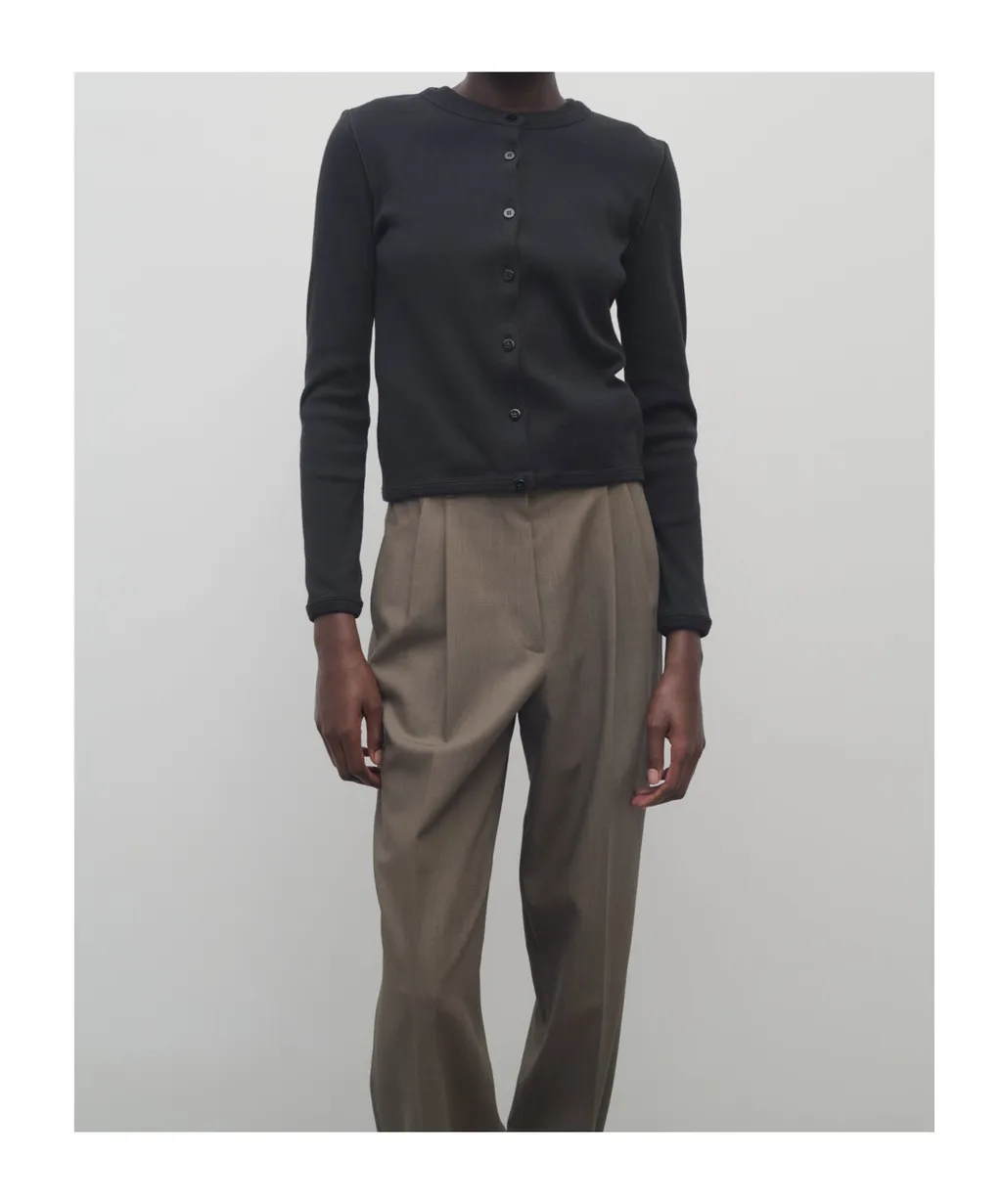 Button-Front Cotton Cardigan