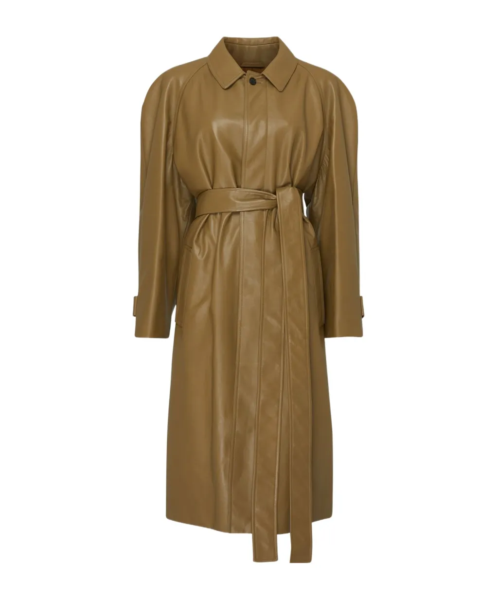 Belted Leather Coat
