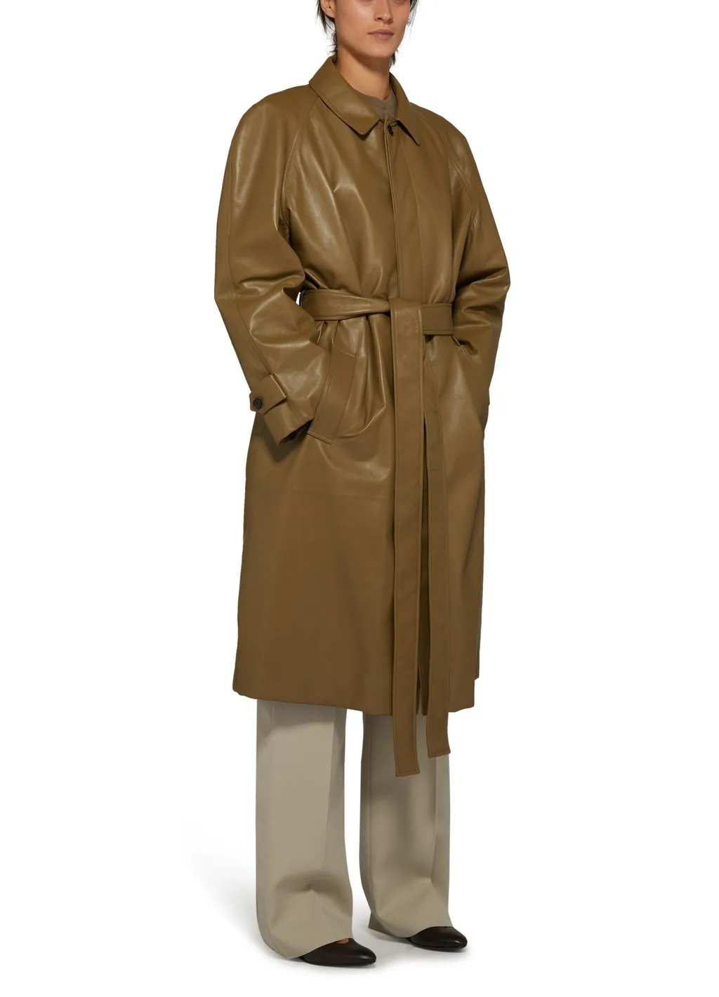 Belted Leather Coat