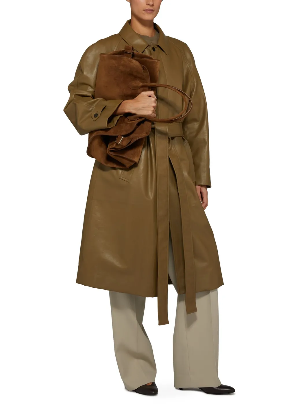 Belted Leather Coat