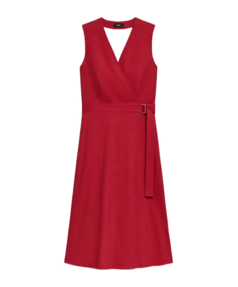 Sleeveless A-Line Wrap Dress