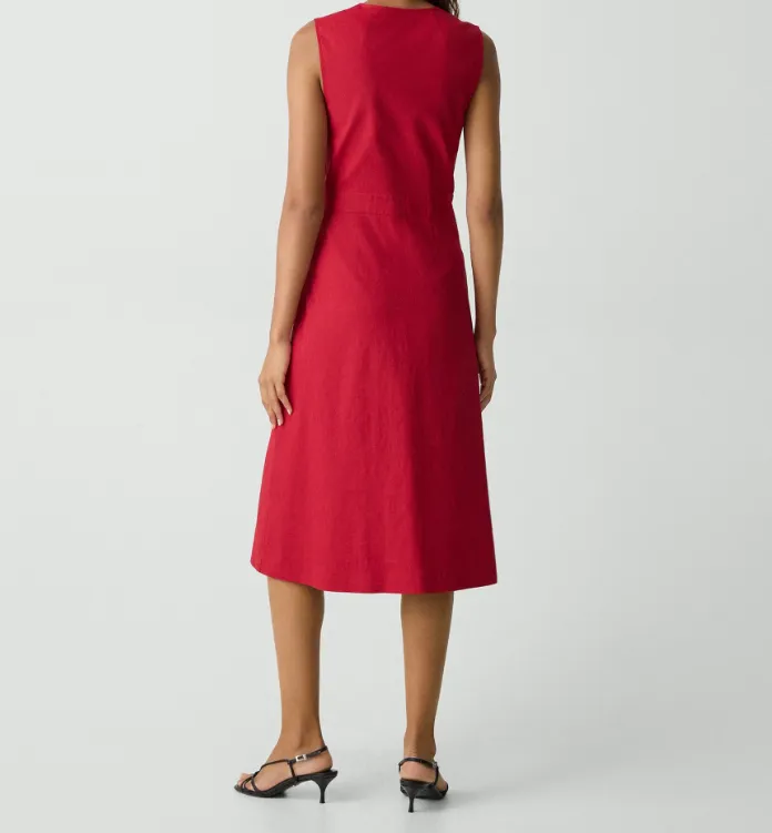Sleeveless A-Line Wrap Dress