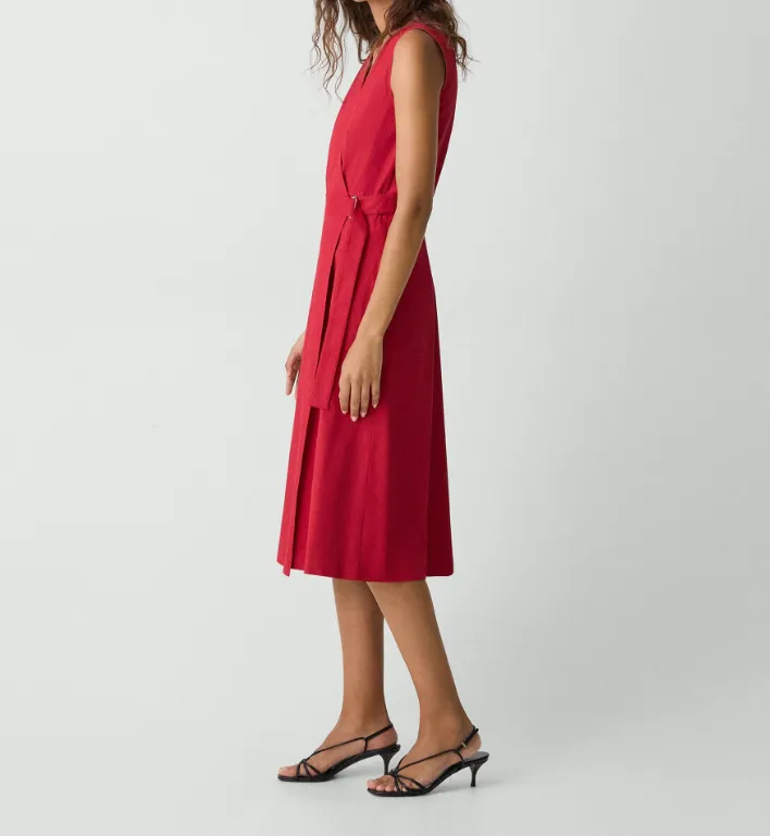 Sleeveless A-Line Wrap Dress
