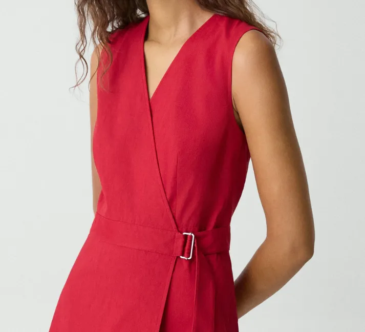 Sleeveless A-Line Wrap Dress