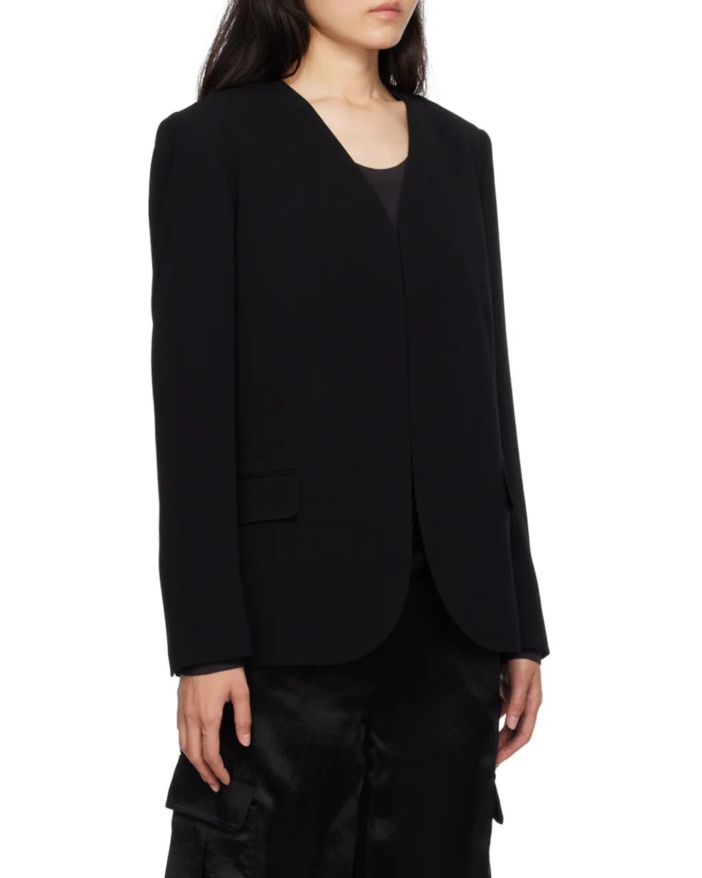 Collarless Suit Jacket