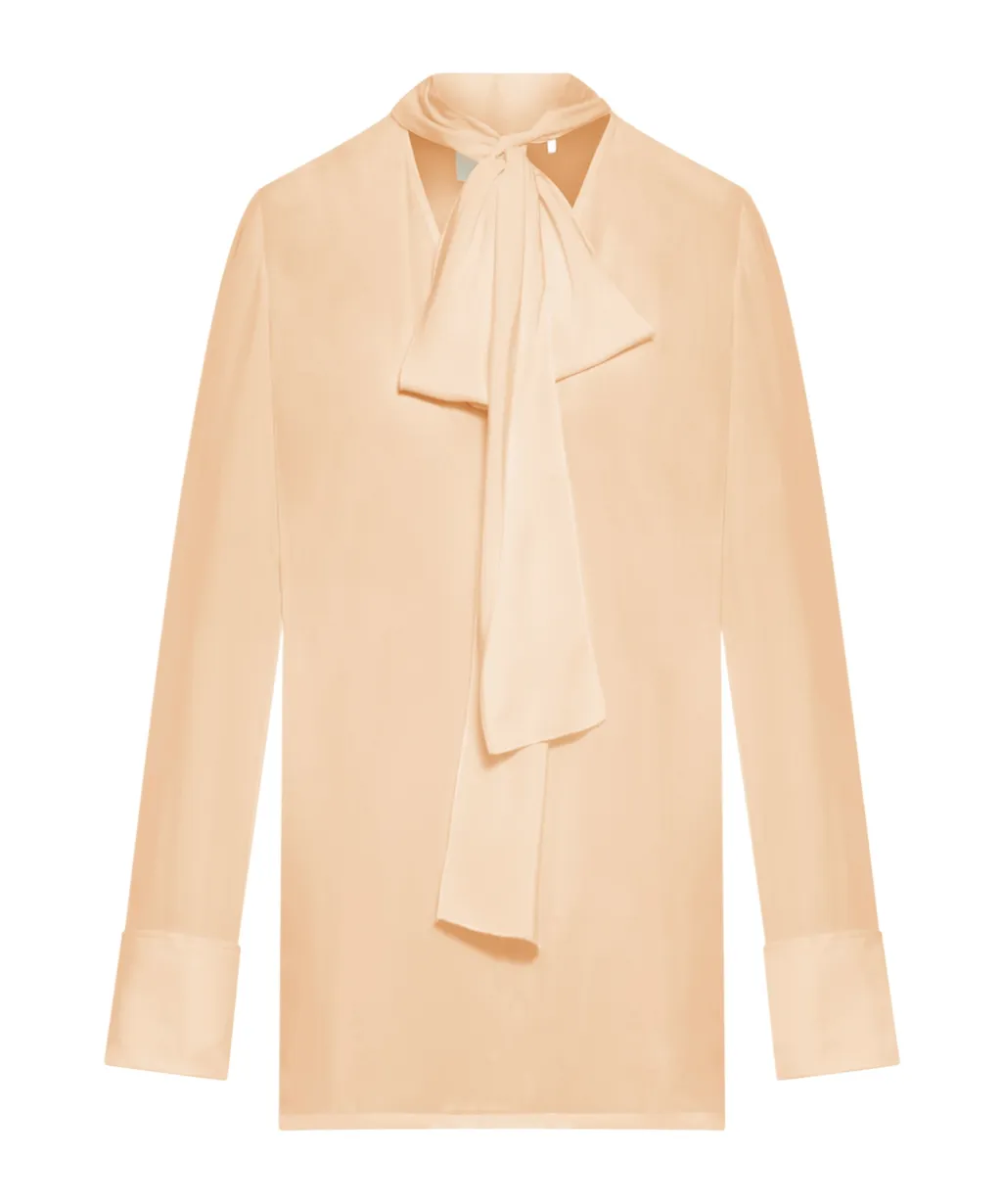 Pussy-Bow Long-Sleeved Top