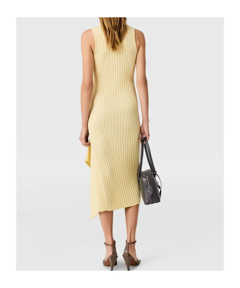 Sleeveless Ribbed-Knit Midi Dress
