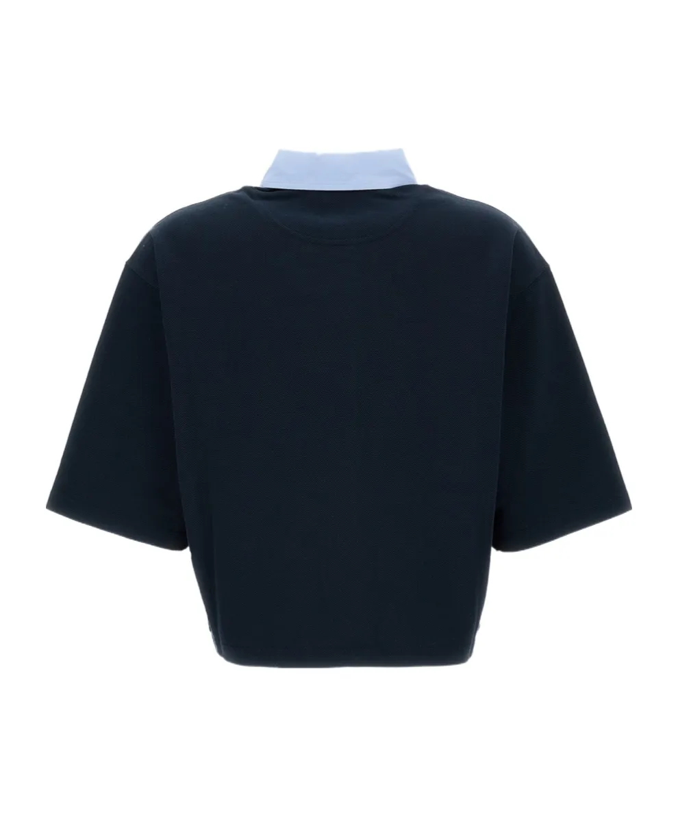 Logo Embroidered Cropped Polo Shirt