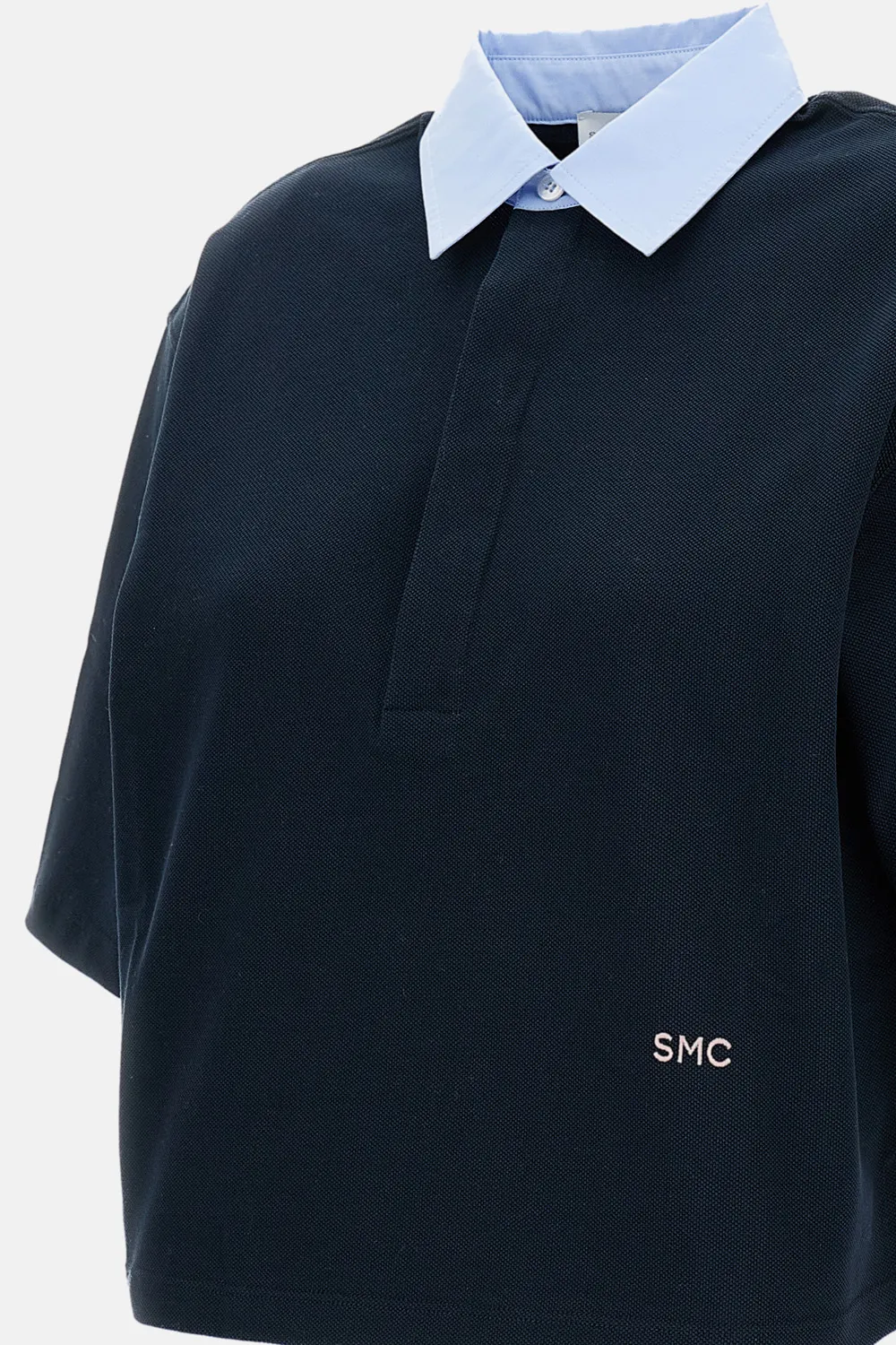 Logo Embroidered Cropped Polo Shirt