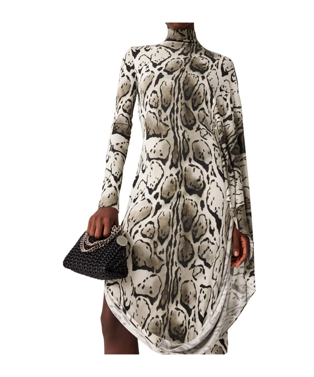 Leopard Print Pleated Midi Dress