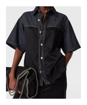 Lace Detailed Short-Sleeve Shirt