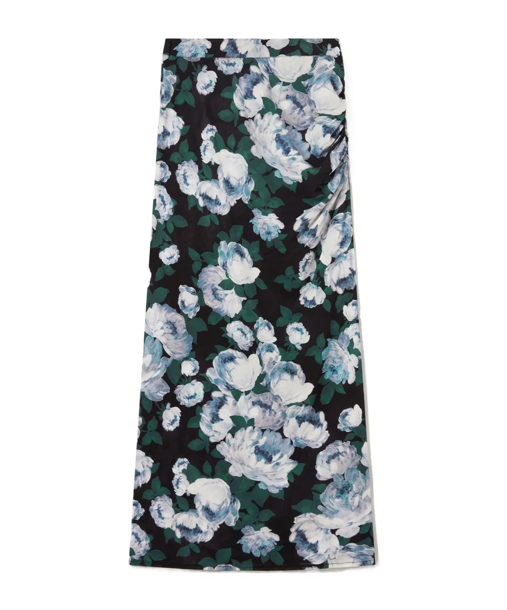 Floral Mesh Midi Skirt