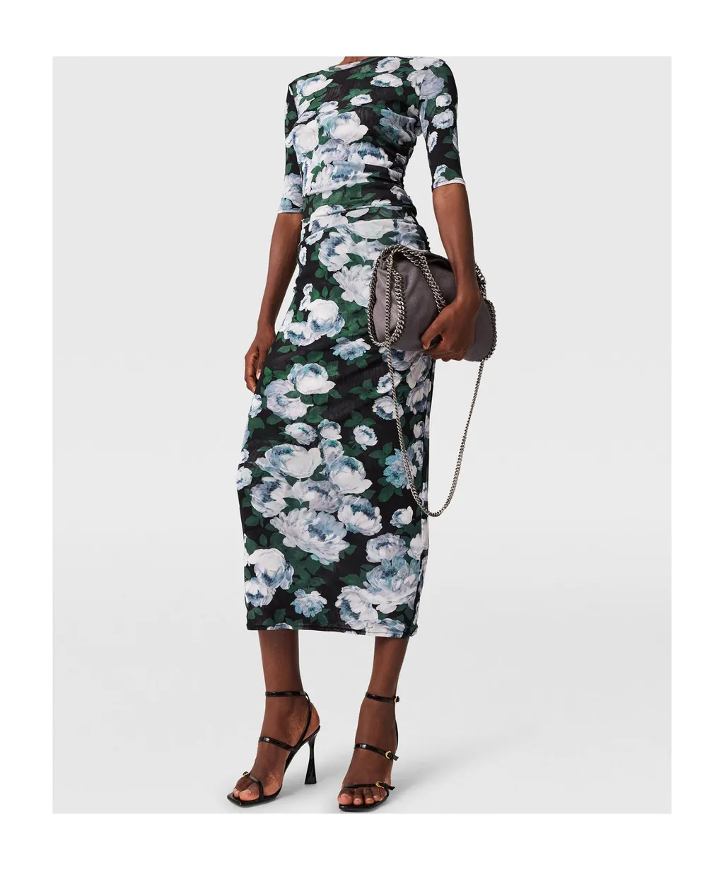 Floral Mesh Midi Skirt