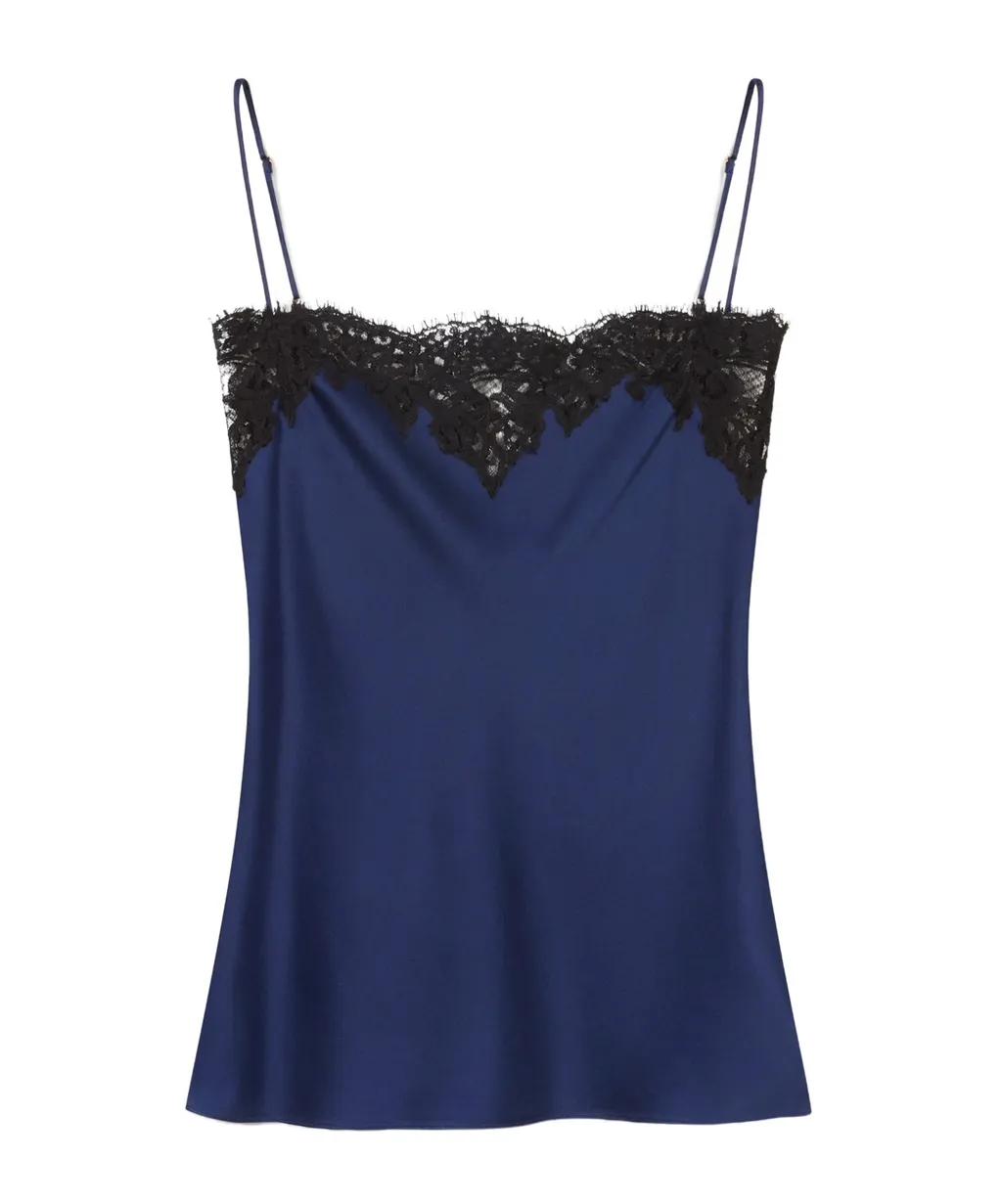 Lace-Trim Satin Top