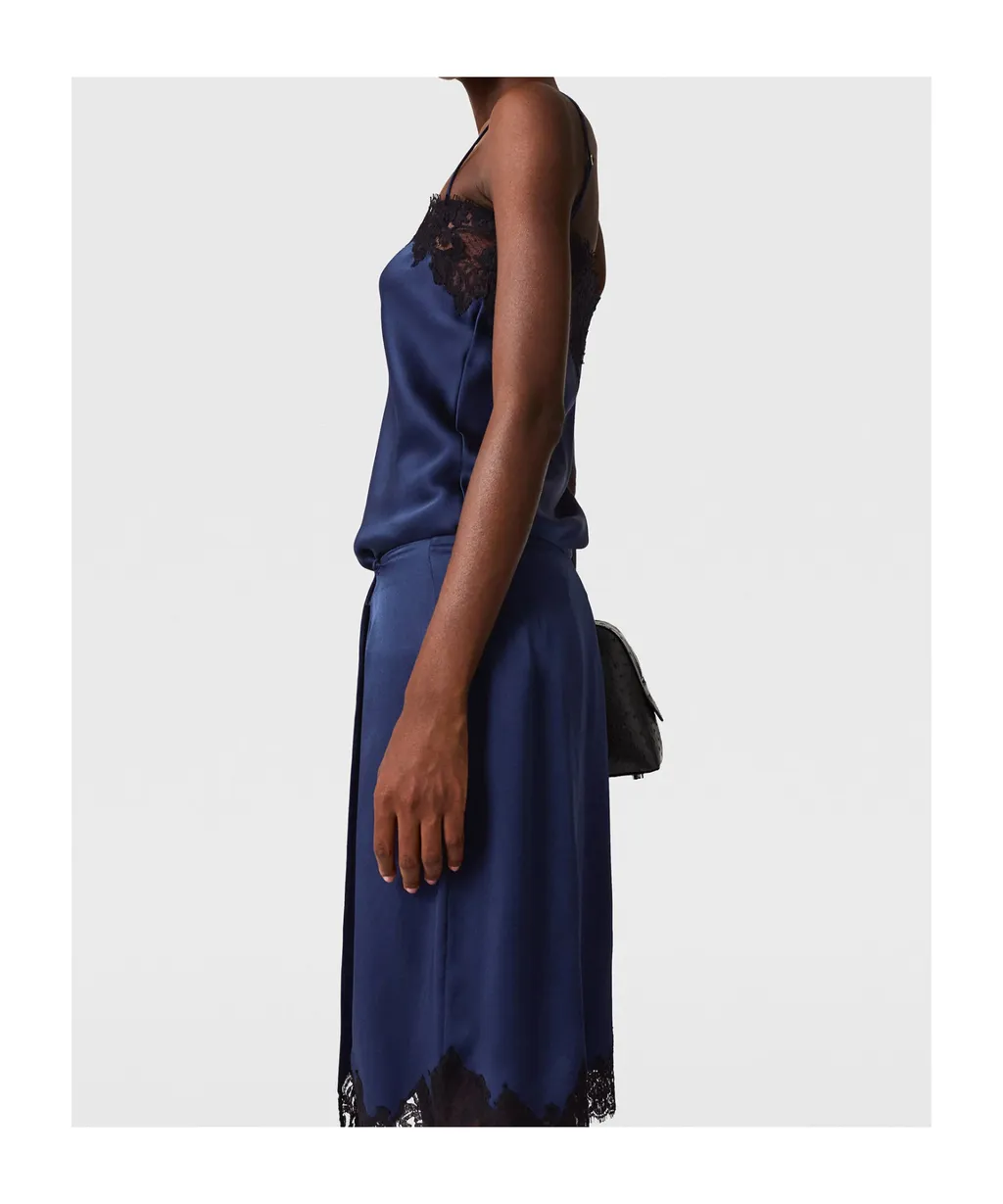 Lace-Trim Satin Top