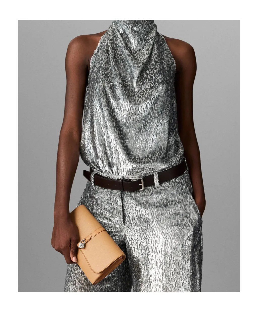 Metallic Effect Halterneck Top