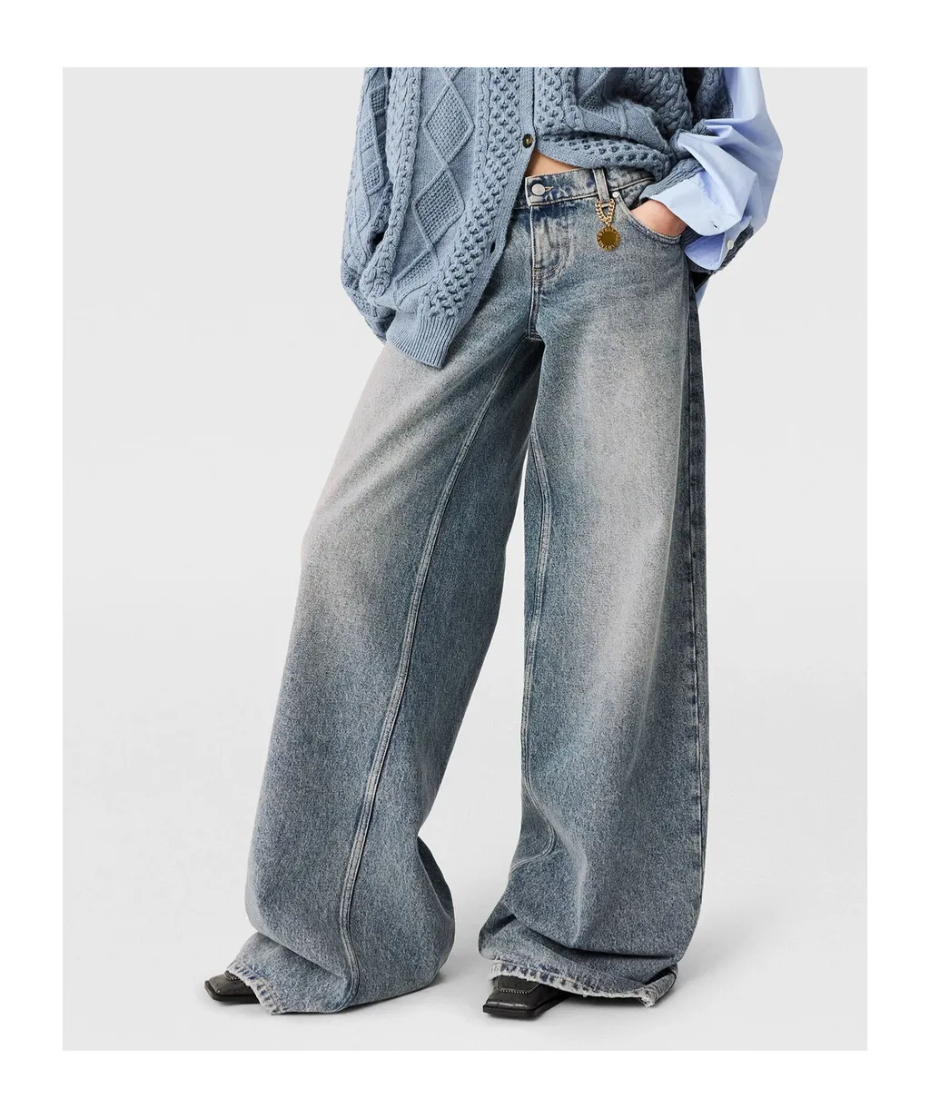 Vintage Wash Wide-Leg Jeans
