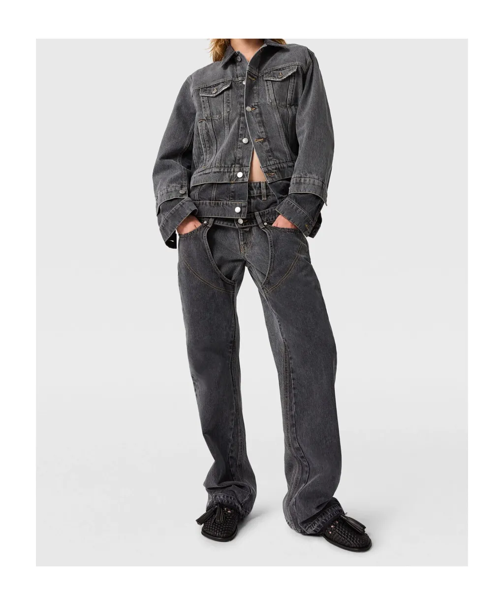 Tonal Paneled Denim Jacket