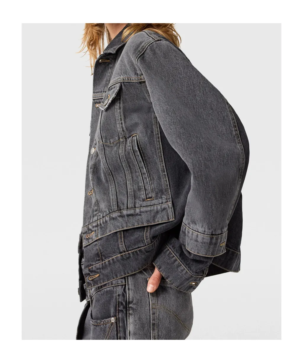 Tonal Paneled Denim Jacket