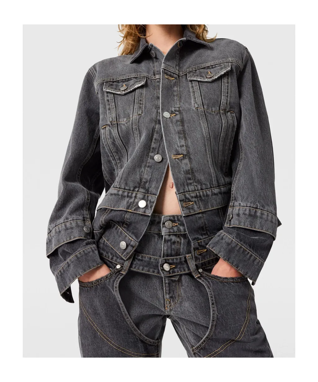 Tonal Paneled Denim Jacket