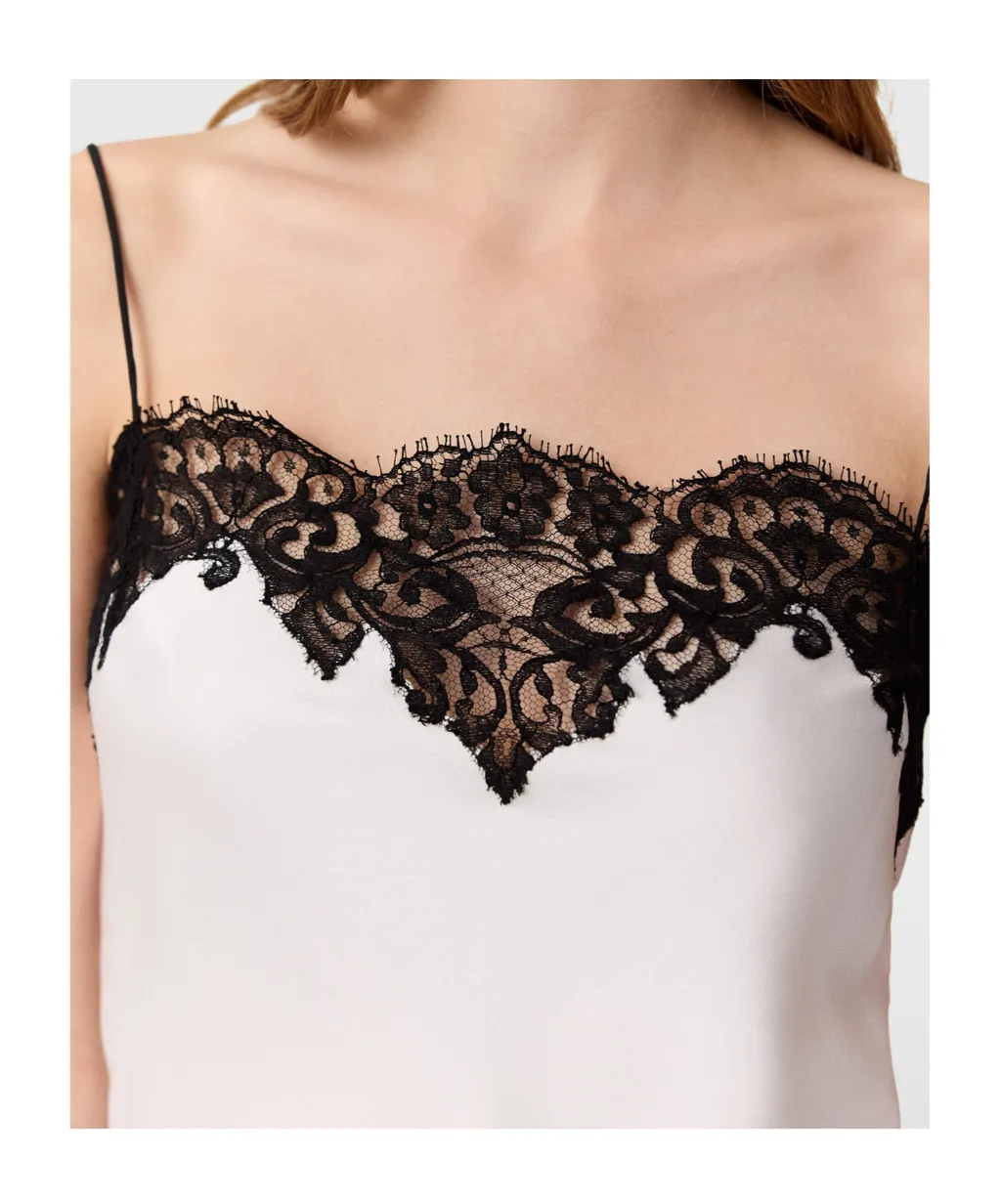 Sleeveless Lace Satin Top