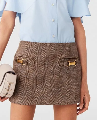 Buckled Mid-Waist Skirt
