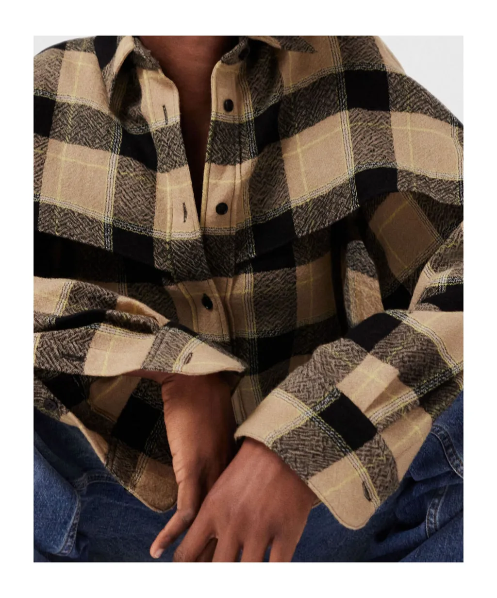 Multi-Layered Checked Wool Shirt