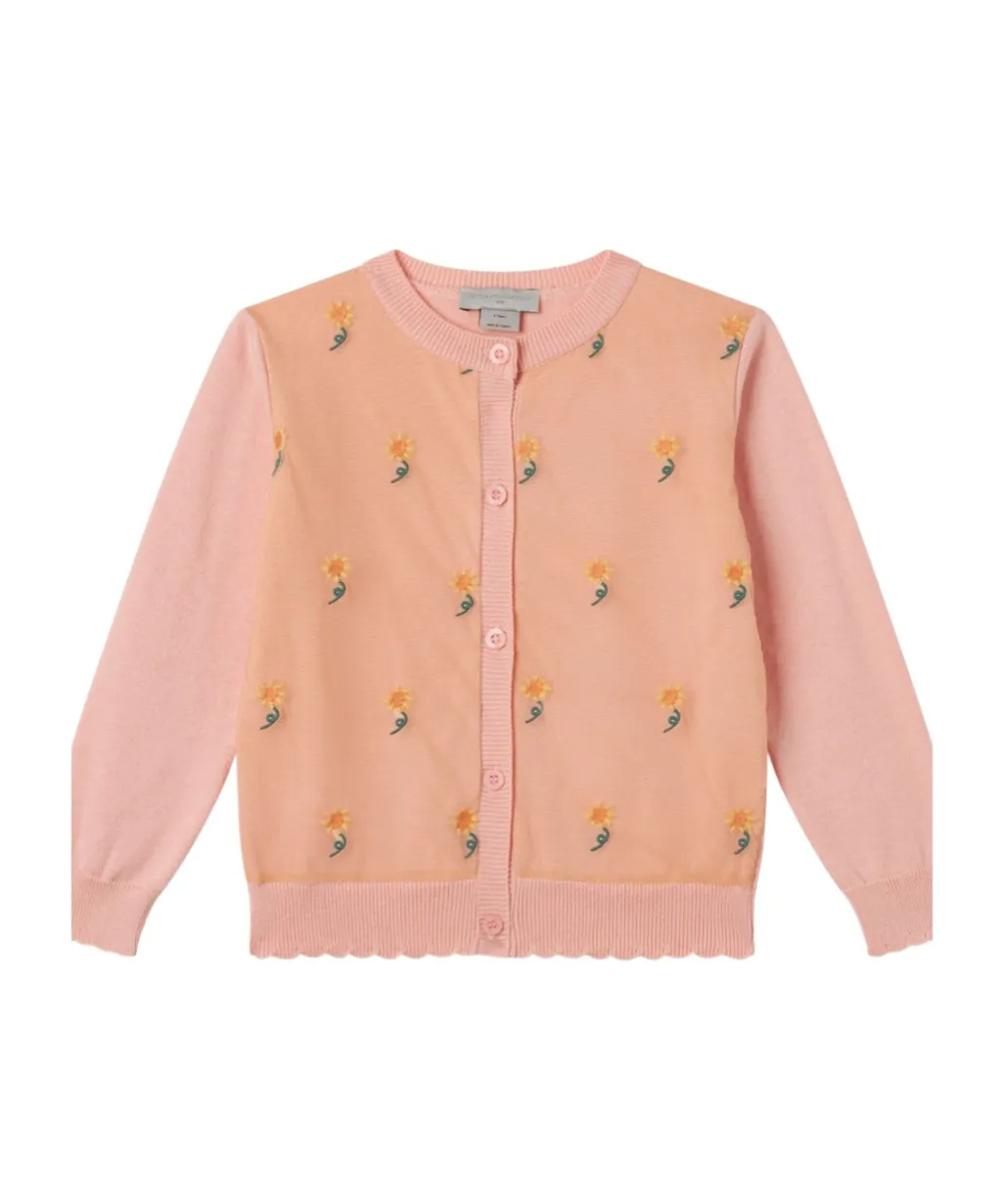 Sunflower Intarsia-Knit Cotton Cardigan