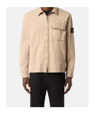 Regular-Fit Zipper-Up Overshirt With Pocket