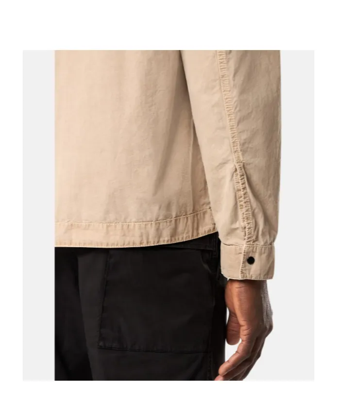 Regular-Fit Zipper-Up Overshirt With Pocket
