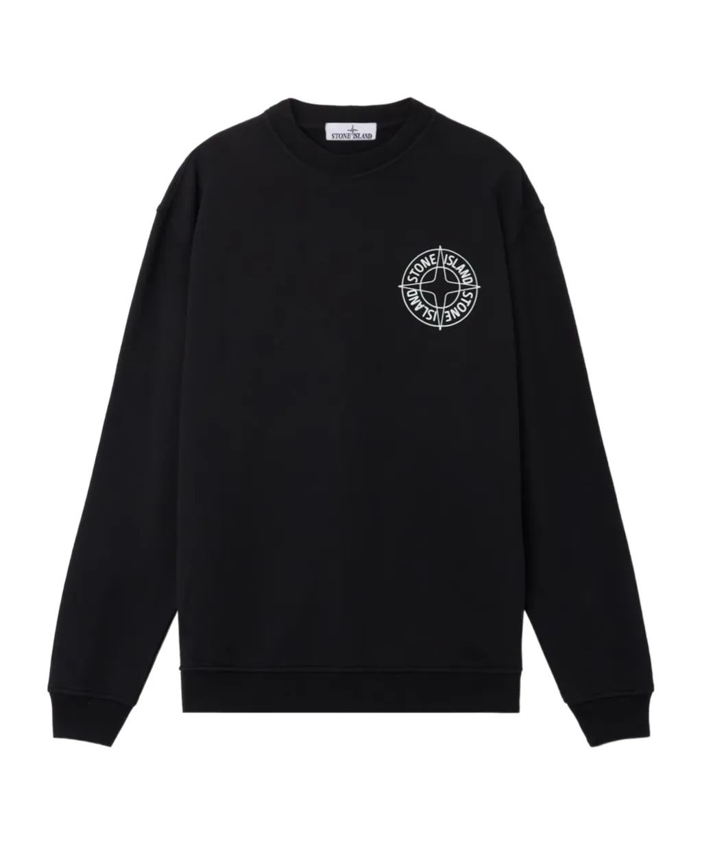 Oversized-Fit Crewneck Sweatshirt With Outline Compass Print