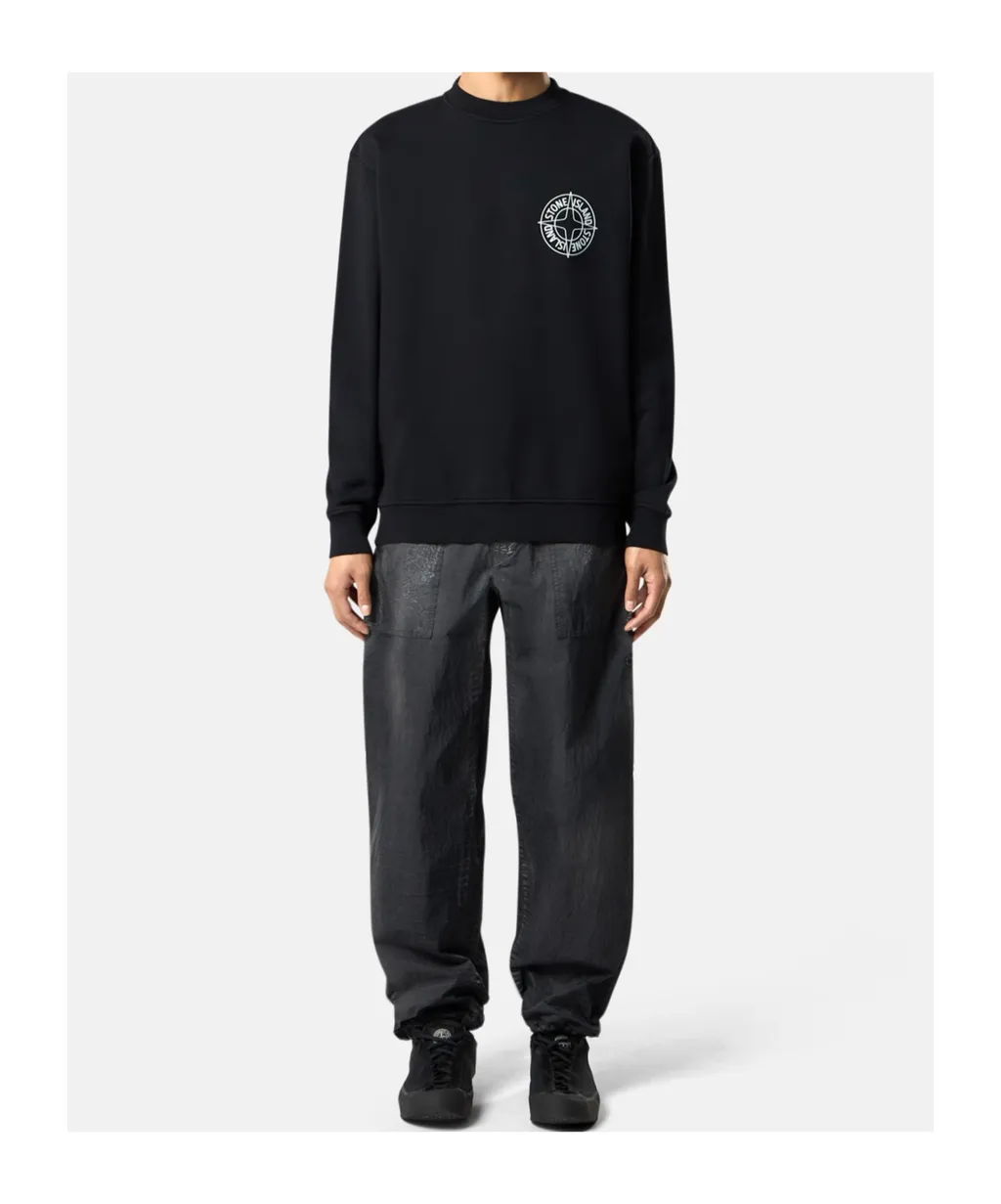 Oversized-Fit Crewneck Sweatshirt With Outline Compass Print