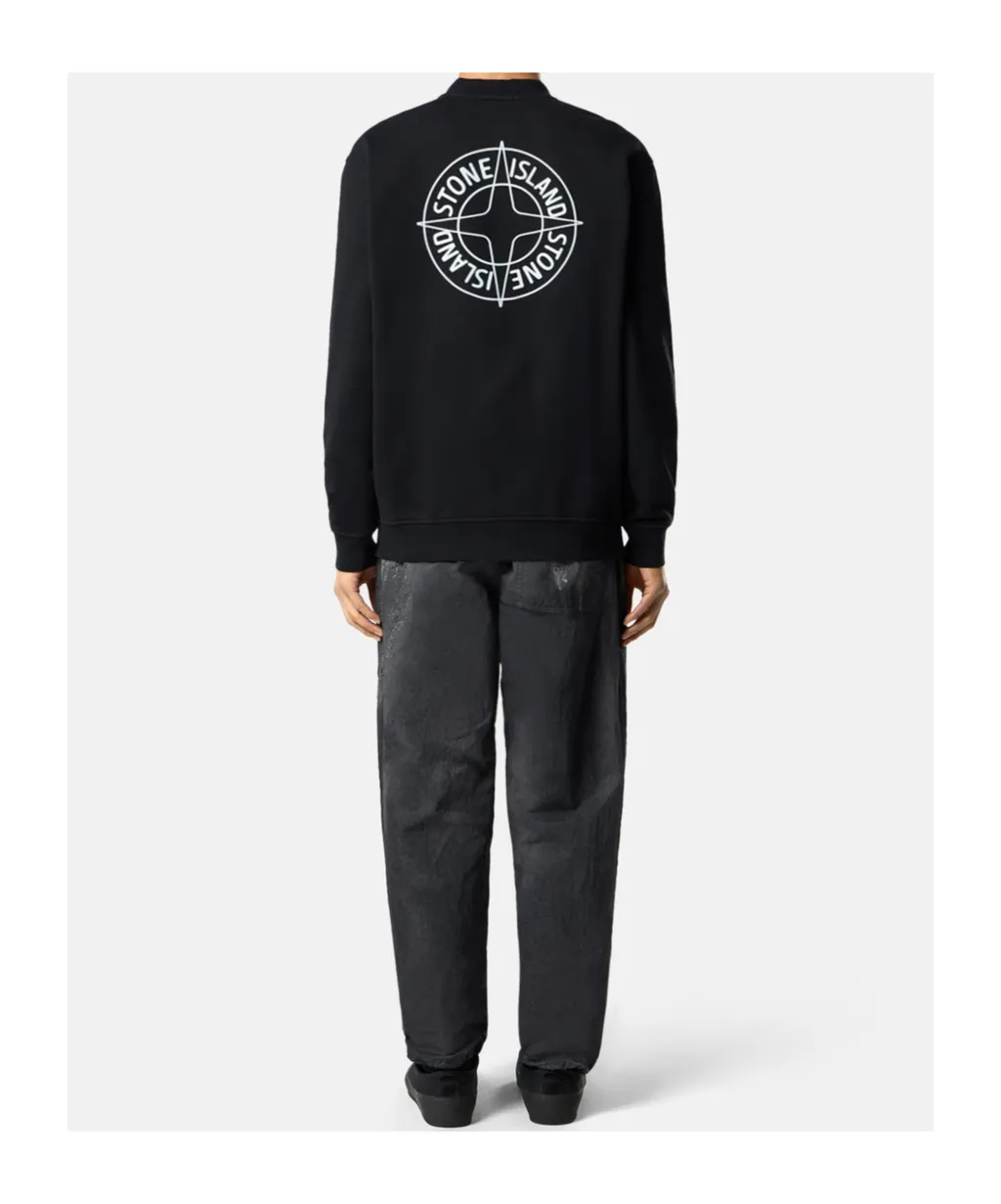 Oversized-Fit Crewneck Sweatshirt With Outline Compass Print