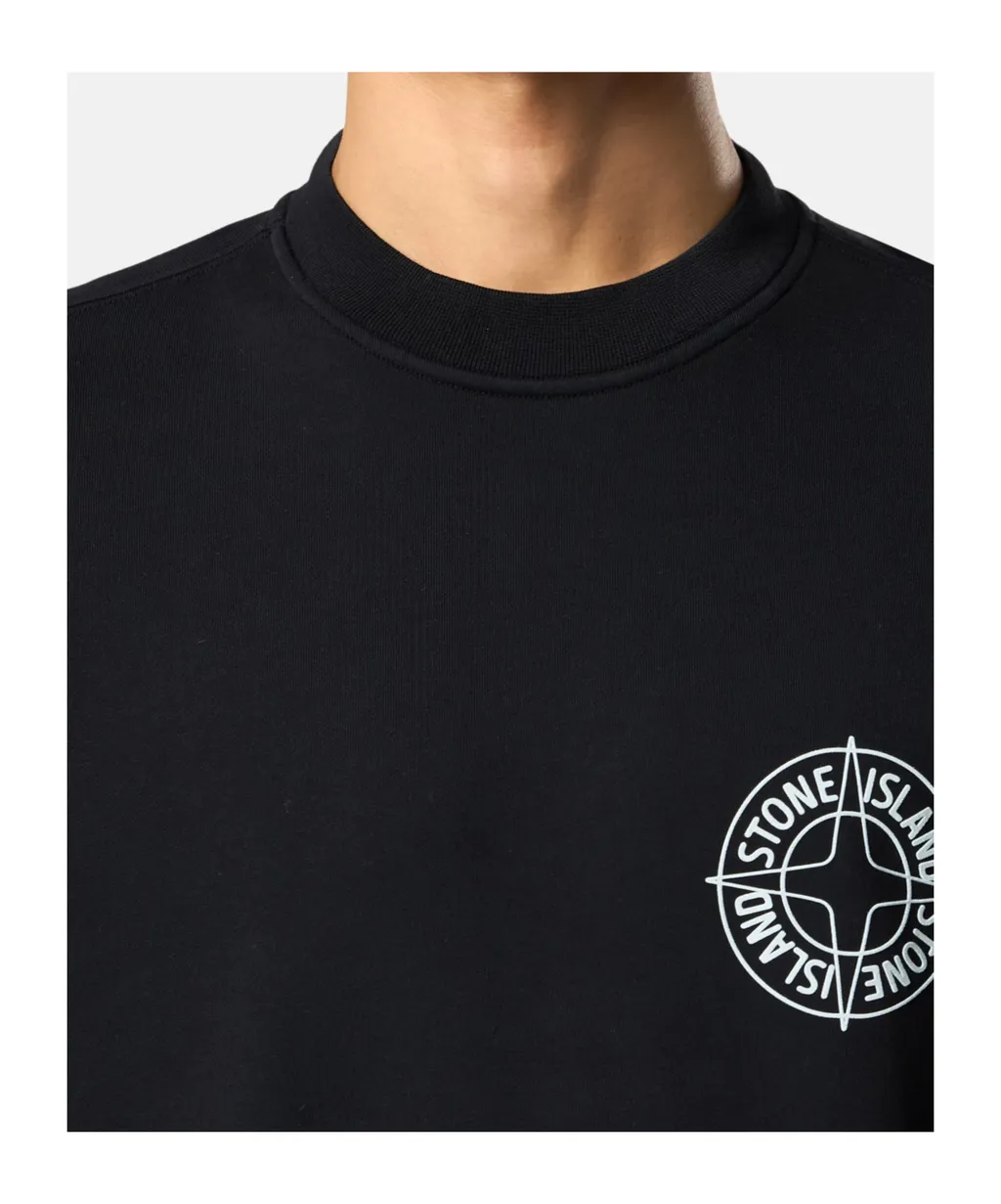 Oversized-Fit Crewneck Sweatshirt With Outline Compass Print