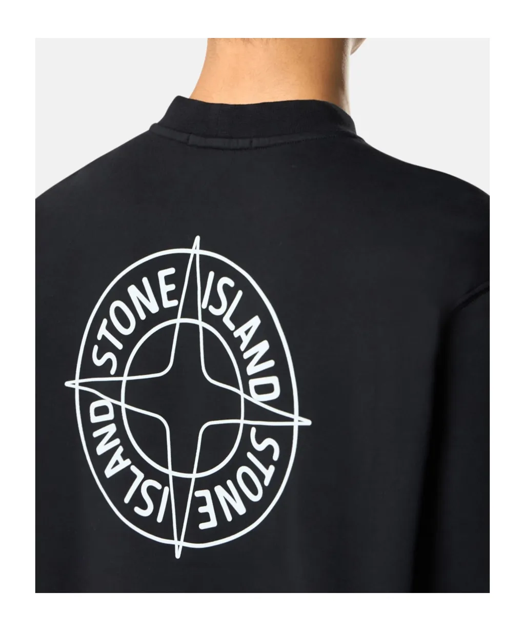 Oversized-Fit Crewneck Sweatshirt With Outline Compass Print