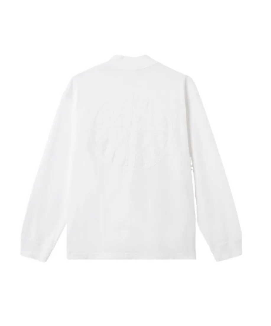 Oversized-Fit Long-Sleeve Mock Neck T-Shirt With Embroidery