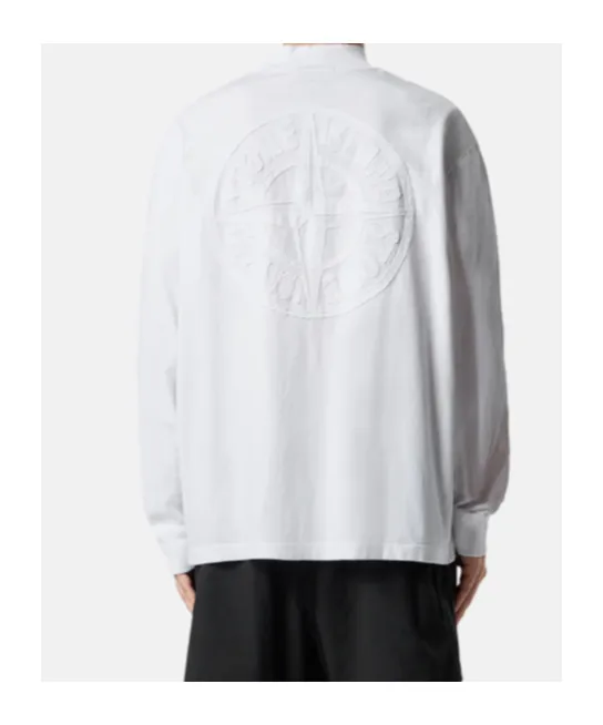 Oversized-Fit Long-Sleeve Mock Neck T-Shirt With Embroidery