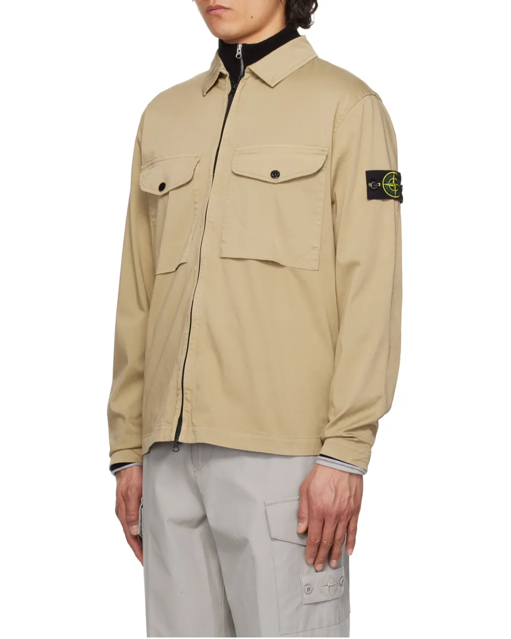 Compass Patch Zipped Overshirt