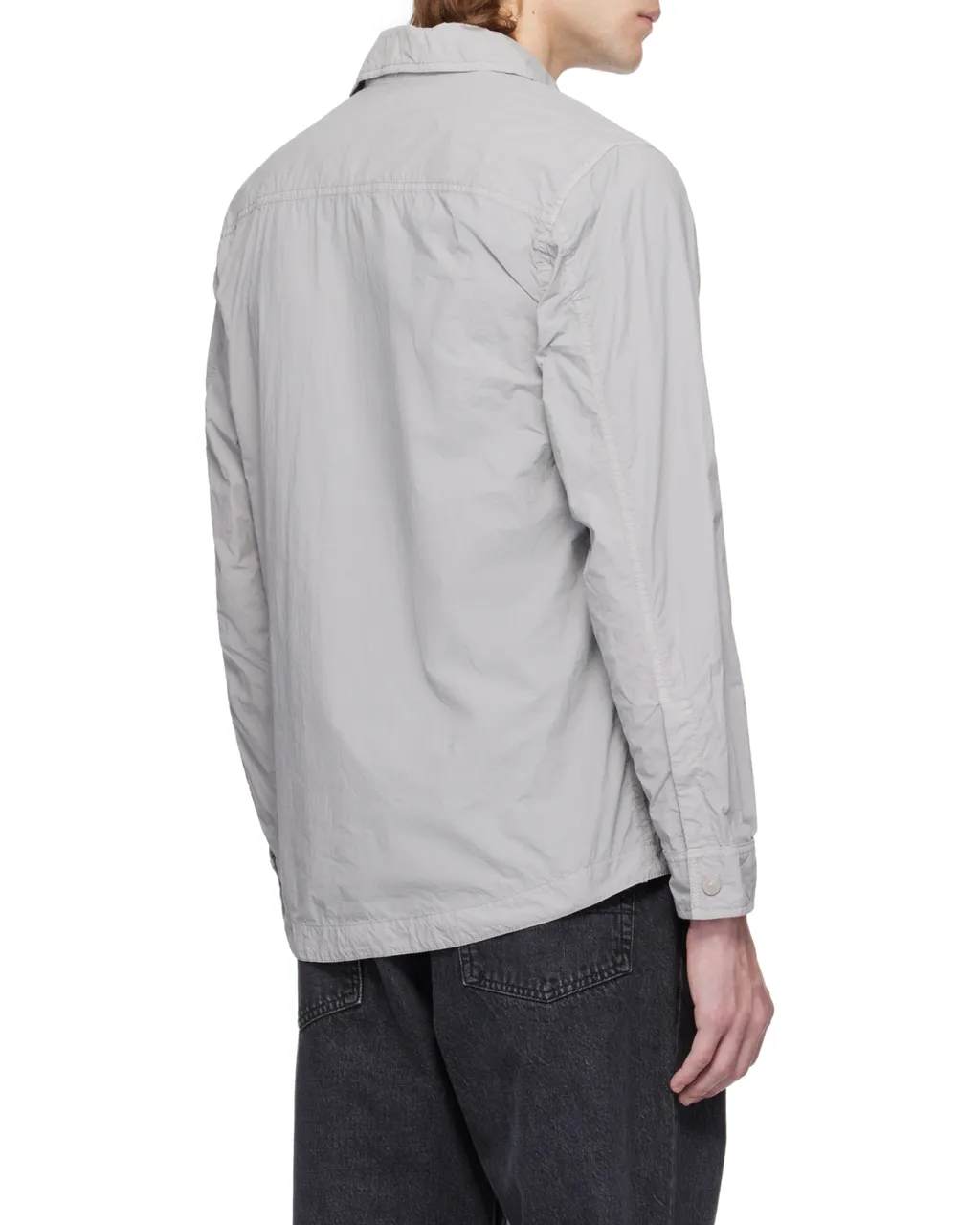 Long-Sleeved Curved Hem Shirt