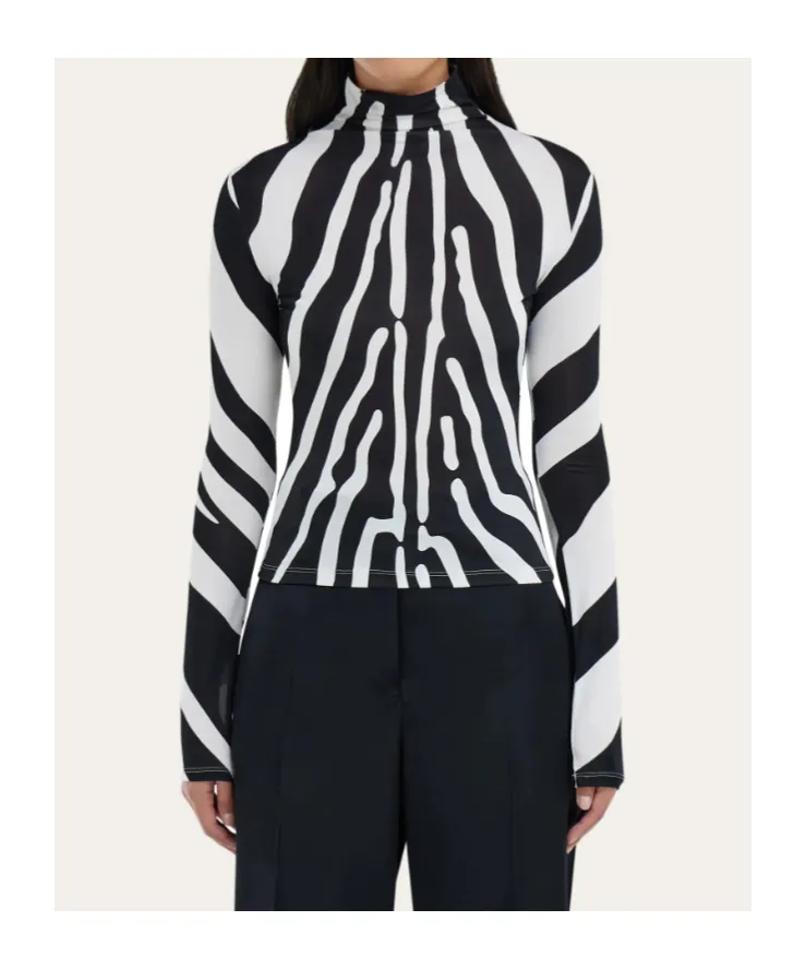Stretch Jersey Turtleneck Top