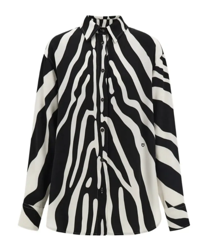 Drop Shoulder Zebra Printed Shirt