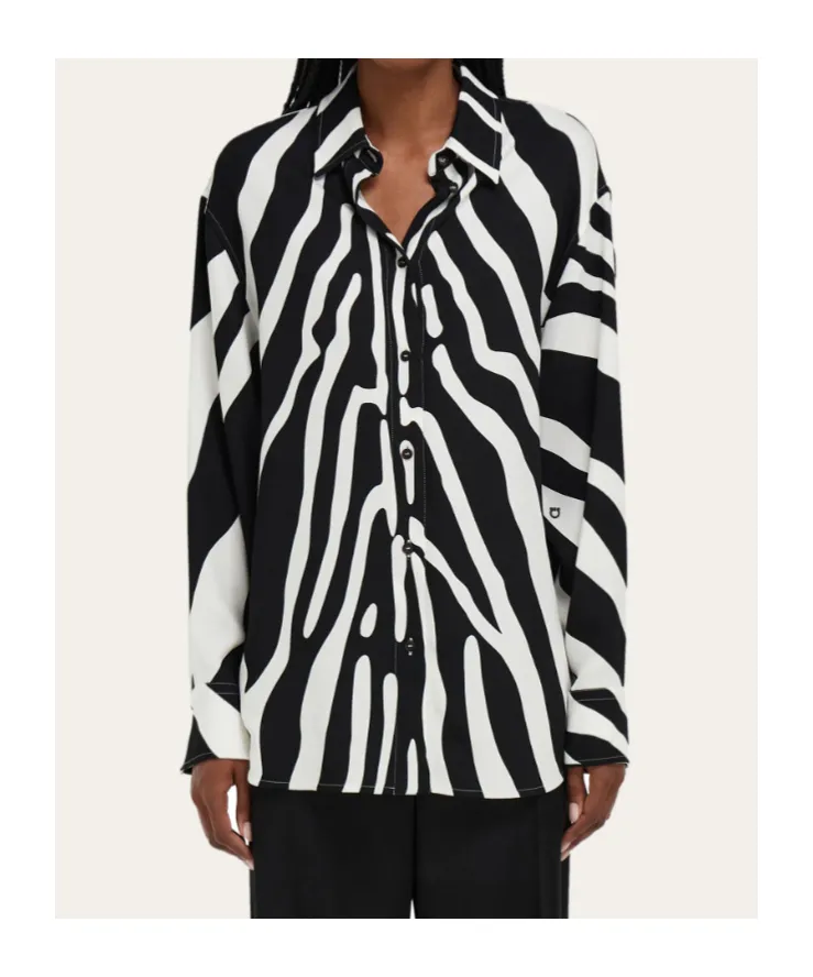 Drop Shoulder Zebra Printed Shirt