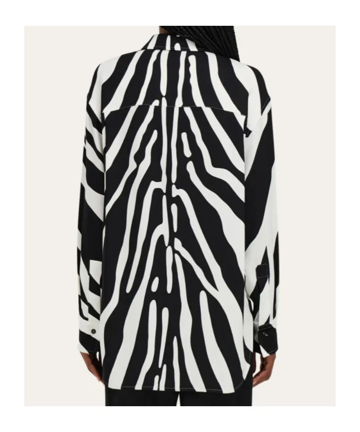 Drop Shoulder Zebra Printed Shirt