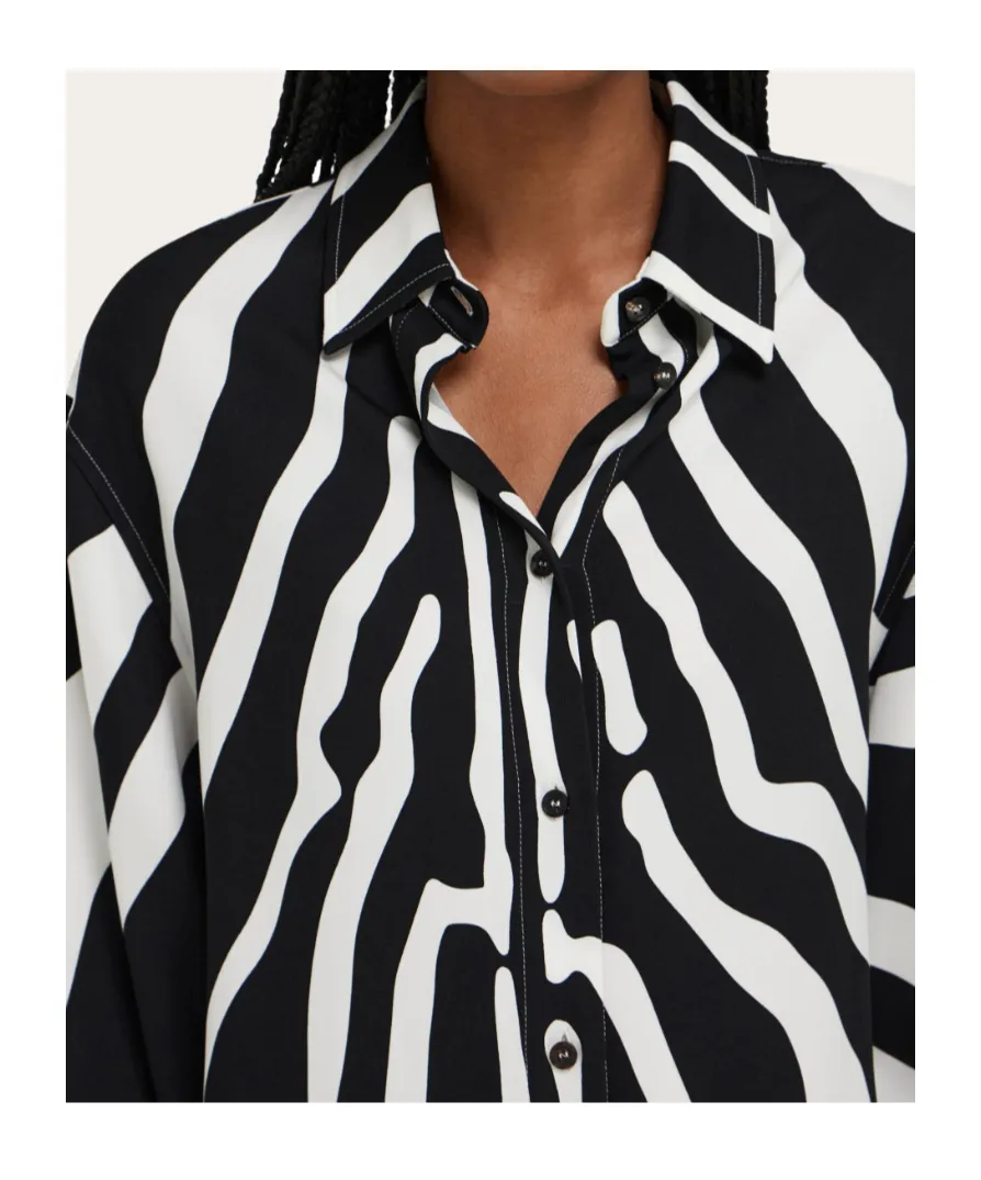 Drop Shoulder Zebra Printed Shirt