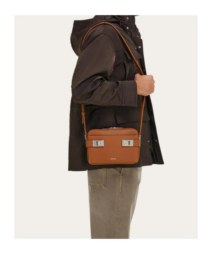 East-West Crossbody Bag With Gancini Buckles