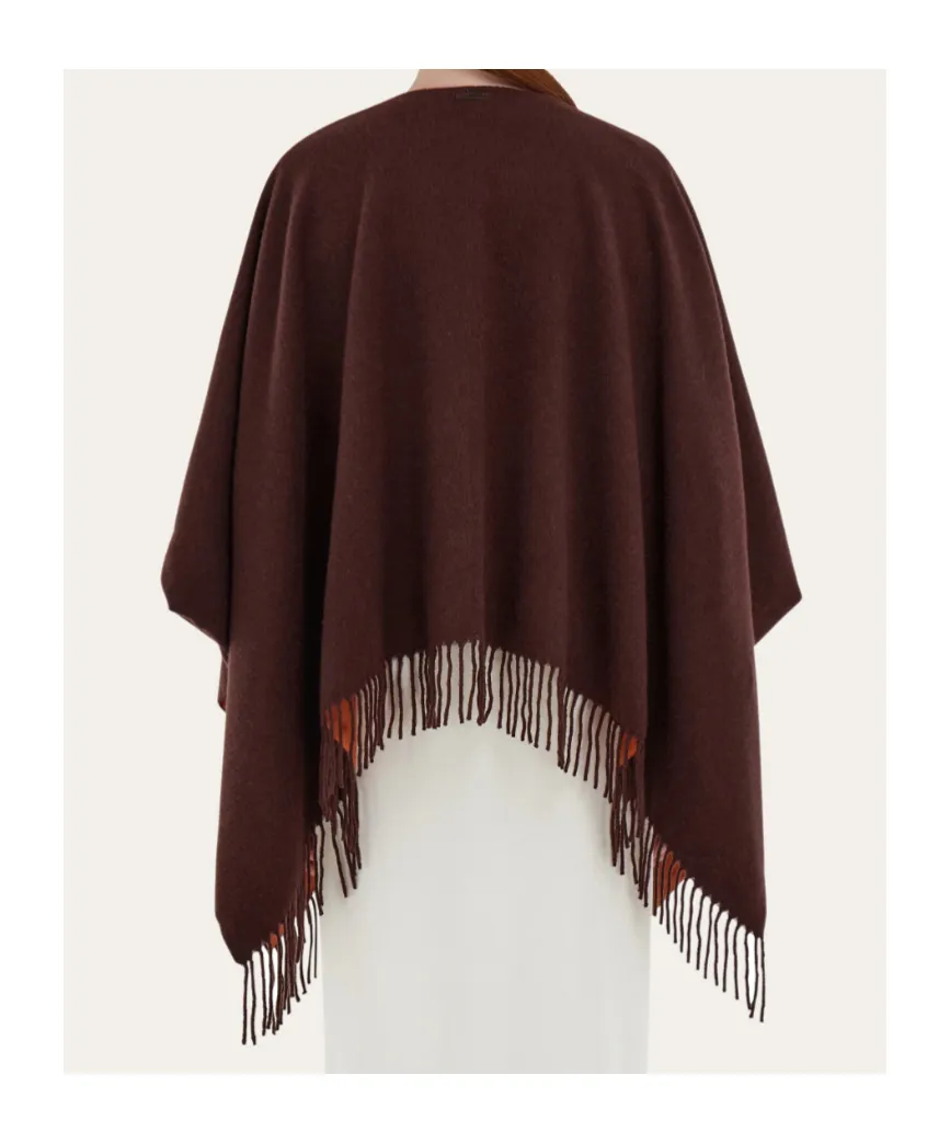 Reversible Rooster Printed Fringed Cape