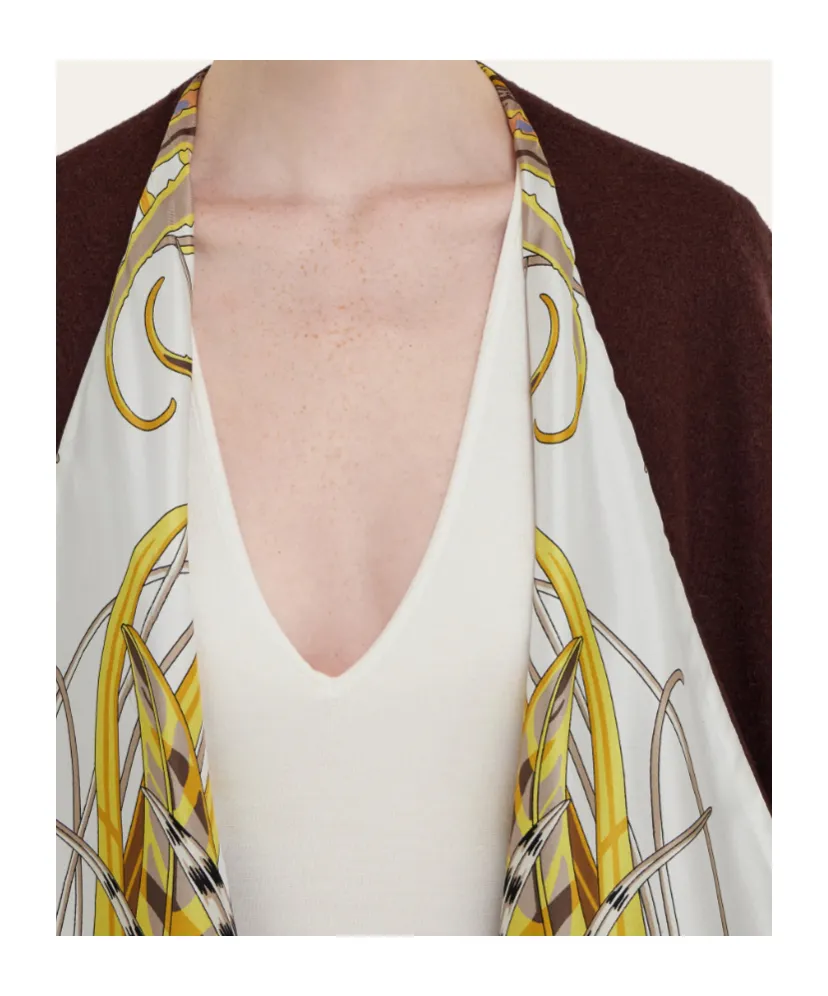 Reversible Rooster Printed Fringed Cape